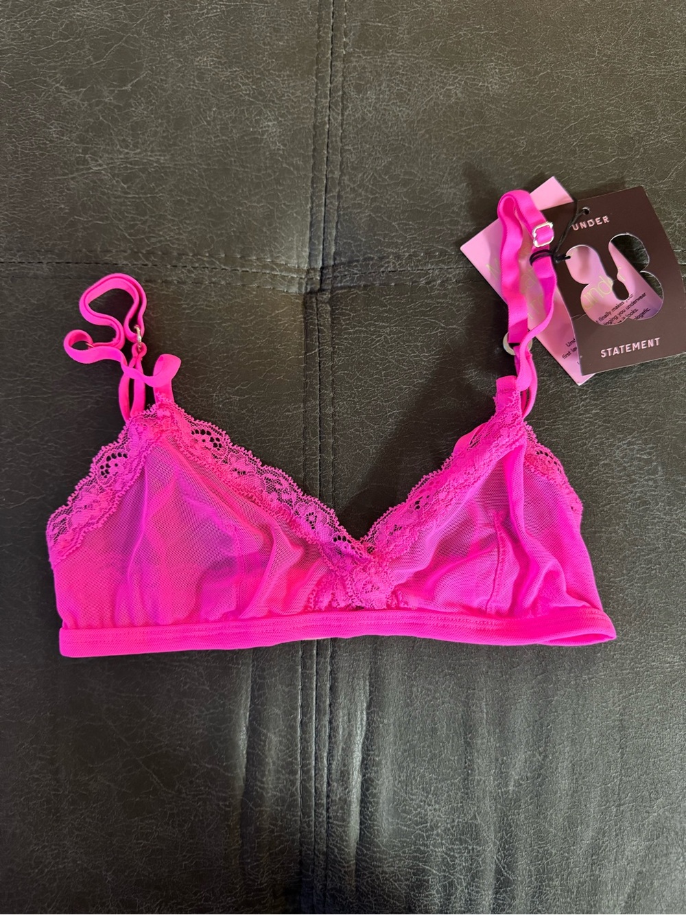 Under Statement Hot Pink Lace-Trim Bralette